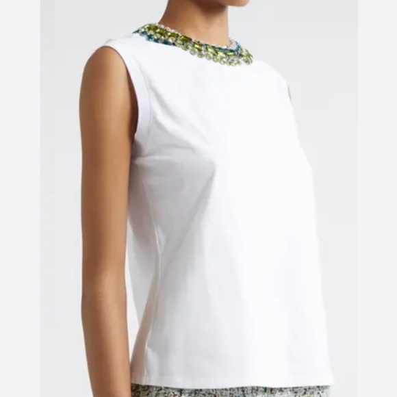 Cinq a sept embellished White Sleeveless Top. - Picture 2 of 11